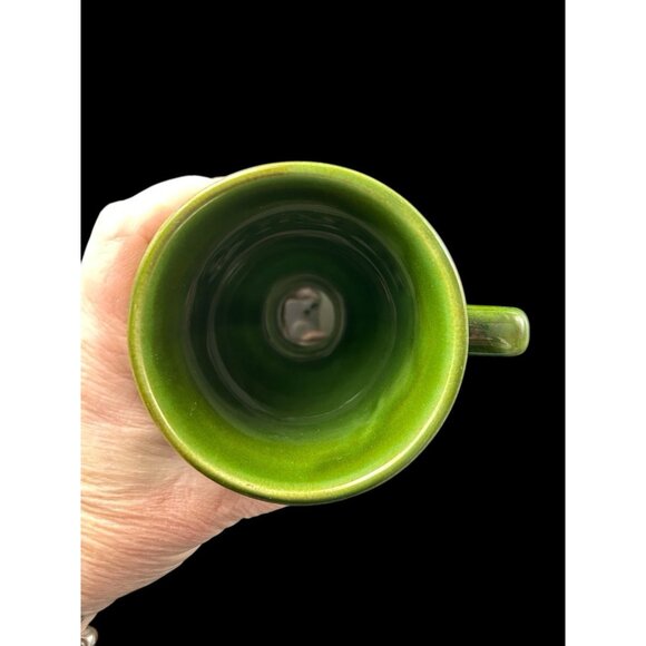Coffee Mug Cup Pedestal 'Ireland" Green Irish Stoneware Raised Letters Vintage - Picture 9 of 11